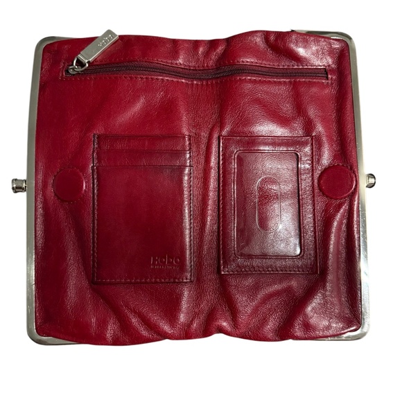 Hobo International Lauren Double Frame Folding Wallet Clutch Red Leather - Picture 5 of 14